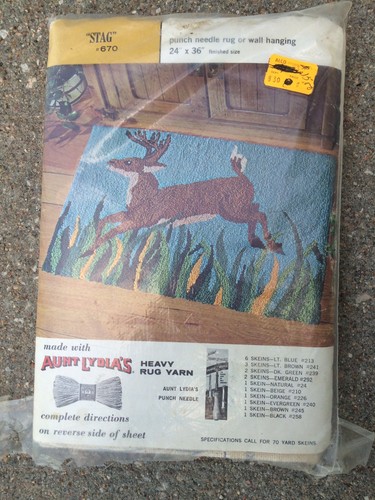 Vintage Aunt Lydia's Rug Pattern Lot Owl Family Froggy Turtle Stag Punch Needle