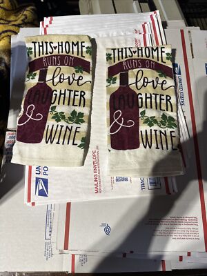 Mainstream Kitchen Towels Love Laughter And Wine Set Of 2