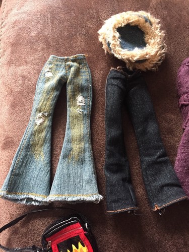 Bratz Doll Clothes Lot Jeans Plaid Pants Capri Bottoms & Hat