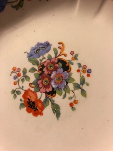 Knowles Taylor Knowles KT&K Gloria Orange Yellow Poppy Blue Flower 7.25” Bowl
