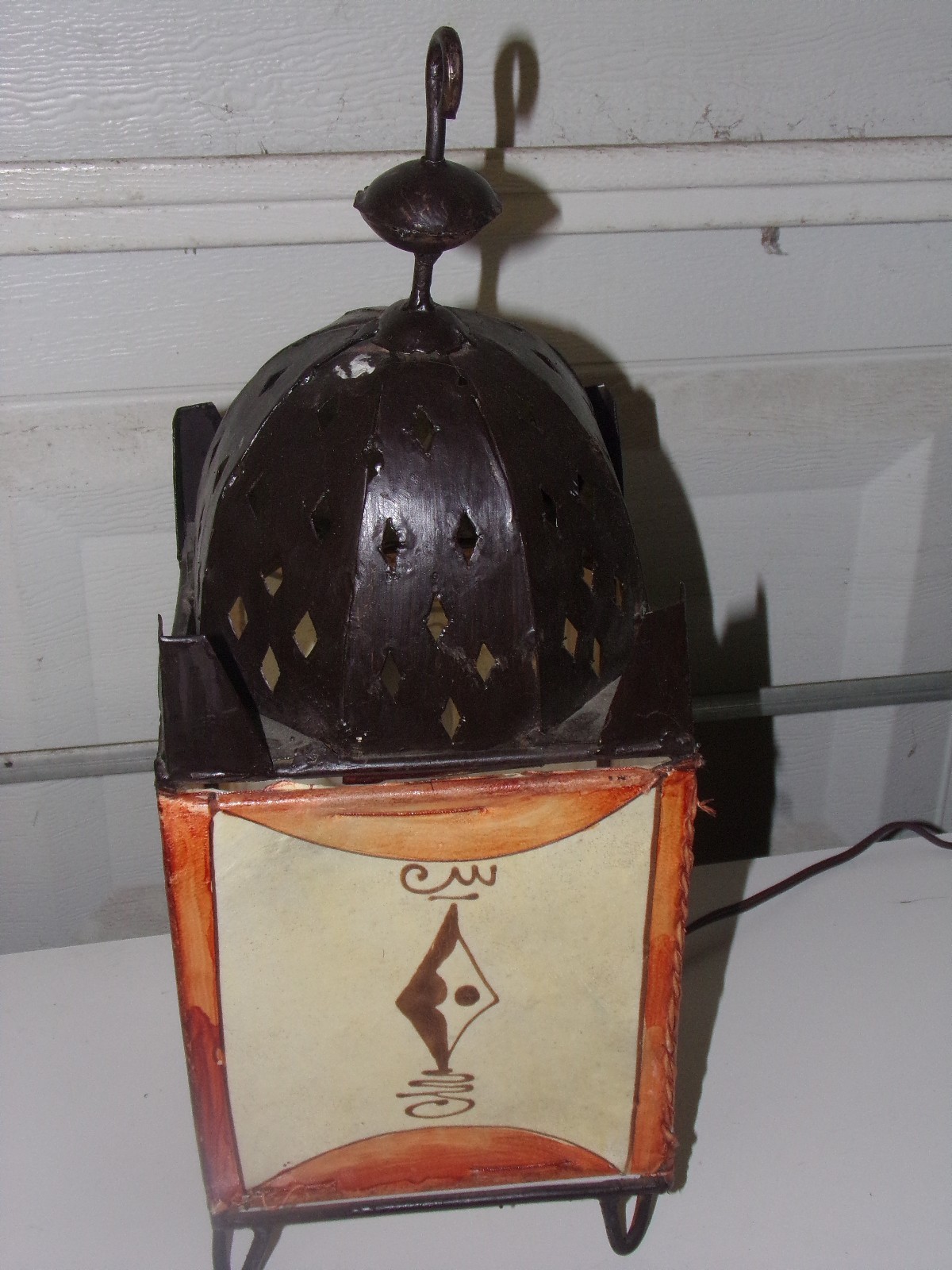 Vintage Metal and Painted Vinyl Sides EGYPTIAN Hanging Light