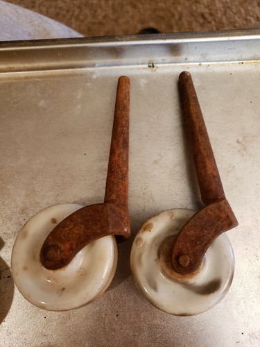 Vintage furniture casters - porcelain, metal  restoration & salvage, 4