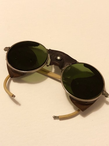 AMERICAN OPTICAL GREEN SAFETY GLASSES! SELLSTROM WILLSON STEAM PUNK MOTORCYCLE