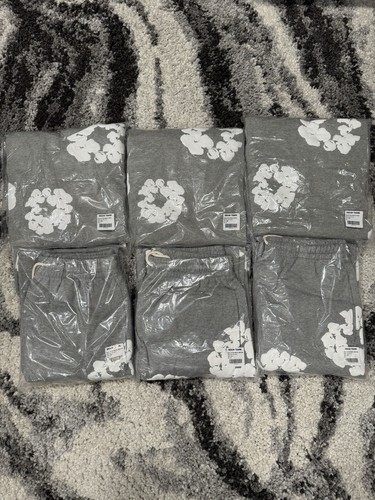 Pre-owned Denim Tears Size Large - Grey  The Cotton Wreath Hoodie And Sweatpants Set In Gray