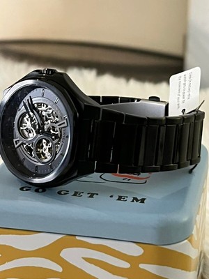 Pre-owned Fossil - Evanston Automatic Black Stainless Steel Multifunction Watch \ Rrp£224