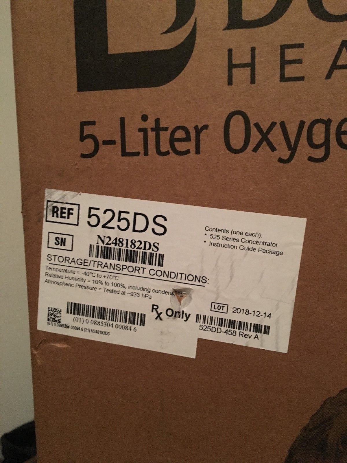 Devilbiss 525 DS Oxygen Concentrator