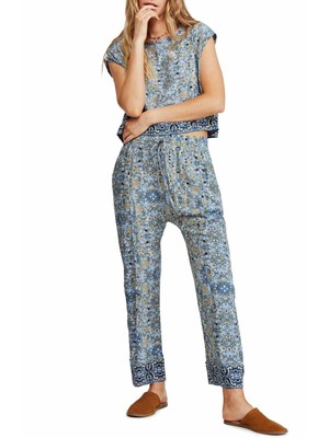 

FREE PEOPLE Женские синие шаровары с цветочным принтом, Синий, OB968083