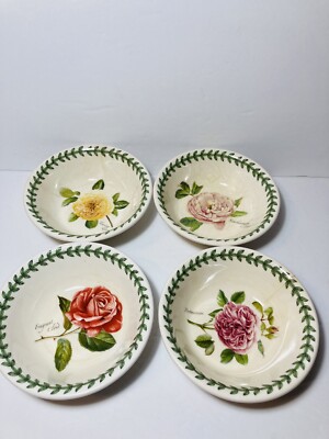 Portmeirion Botanic Berry Bowls Roses Red Pink Peach Yellow 5  Set of 4 EUC