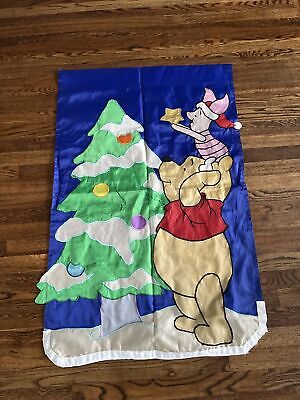 Disney 1998 Winnie the Pooh Piglet Christmas Holiday Outdoor Garden Flag