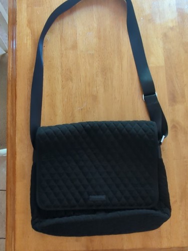VERA BRADLEY Women's Black Quilted Messenger Bag School Trav