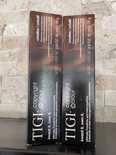 TIGI COPYRIGHT 4/45 COPPER MAHOGANY BROWN PERMANENT HAIR COLOR - Sold as Set
