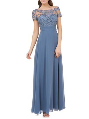 

JS COLLECTION Женское темно-бирюзовое вечернее платье макси с короткими рукавами, Teal