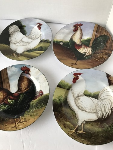 David Carter Brown On The Farm Rooster Chicken Plates 8.25