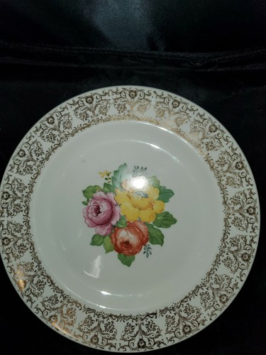 Royal Dalton Omar Gold Flowers Dinnerware Plates 10in set of 5