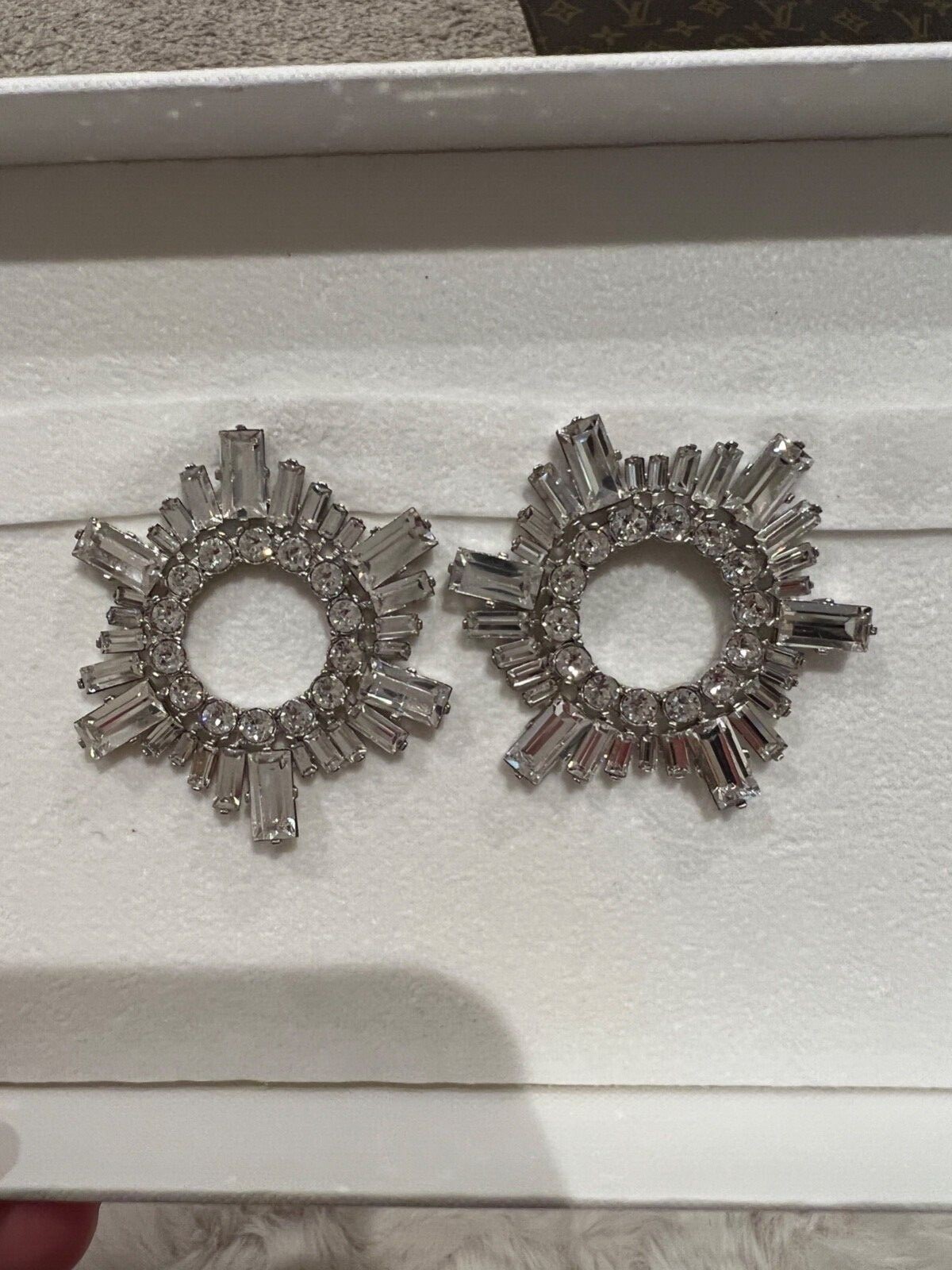 Amina Muaddi Begum Crystal Embellished Earrings BNIB | eBay