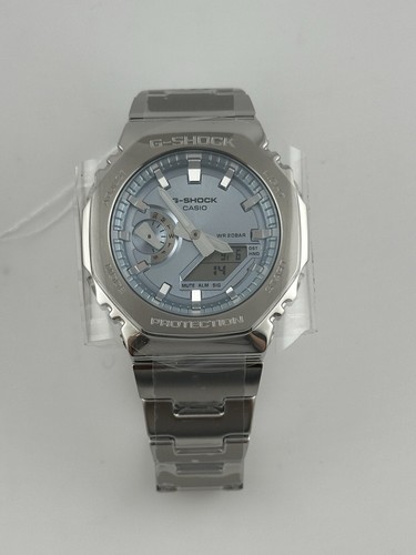 Pre-owned Casio G-shock Gm-2110d-2a Quartz Stainless Steel Blue Dial Watch In Box