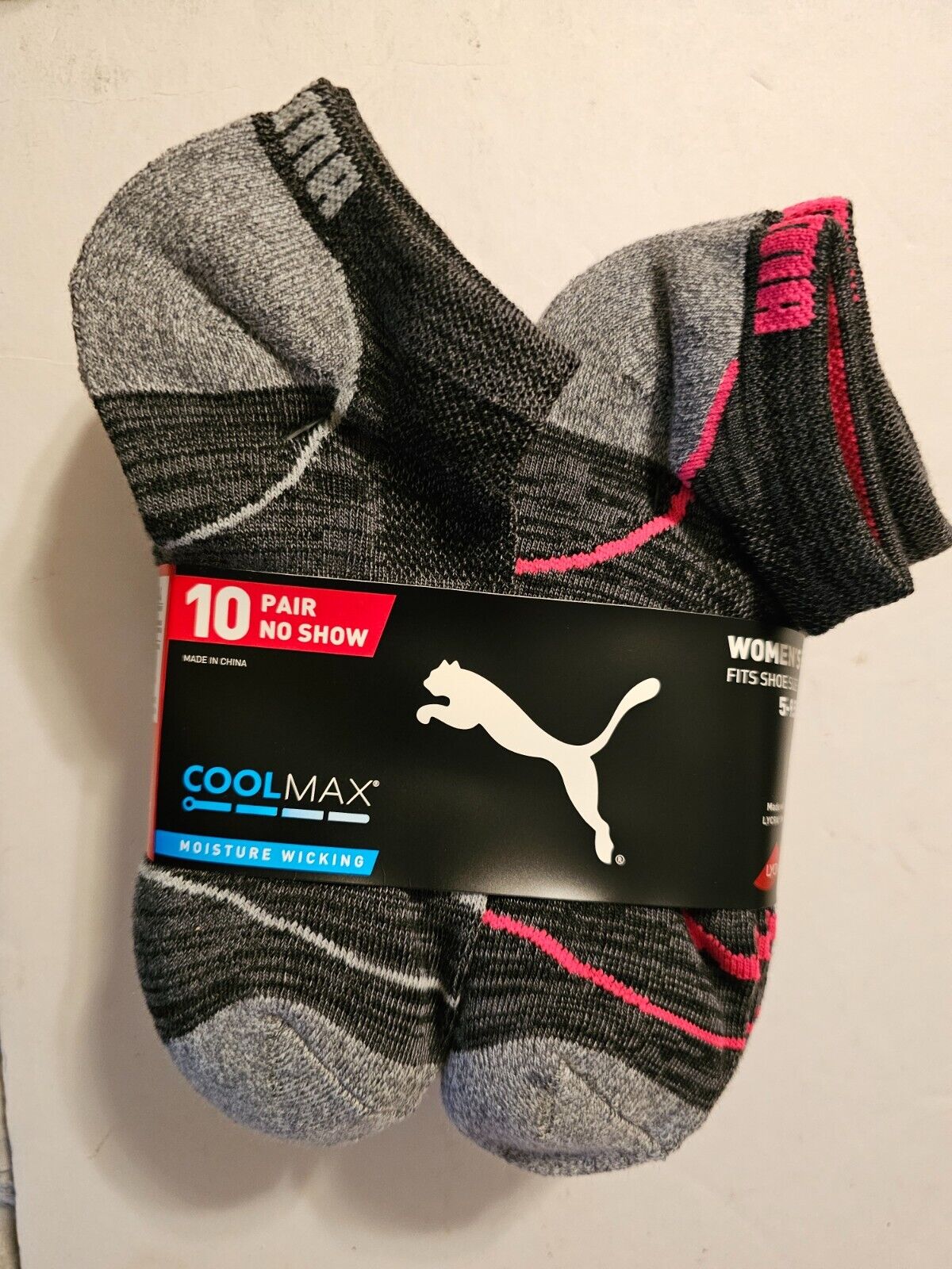 New Puma 10 Pair No Show Sock Women's Shoe Size 5-9.5 Cool New Puma 10 Pair No Show Sock Women's Shoe Size 5-9.5 Cool