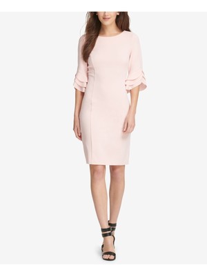 

Женское розовое платье-футляр DKNY с короткими рукавами и вырезом выше колена, Розовый