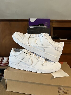Nike SB Dunk Low Pro ISO Orange Label Triple White Size 8 Brand New FJ1674-100