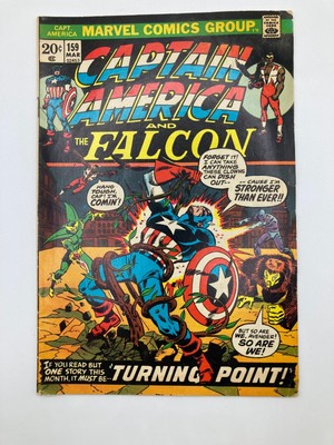 1973 Vintage Marvel Comic 159 Captain America & Falcon Turning Point Bronze Age