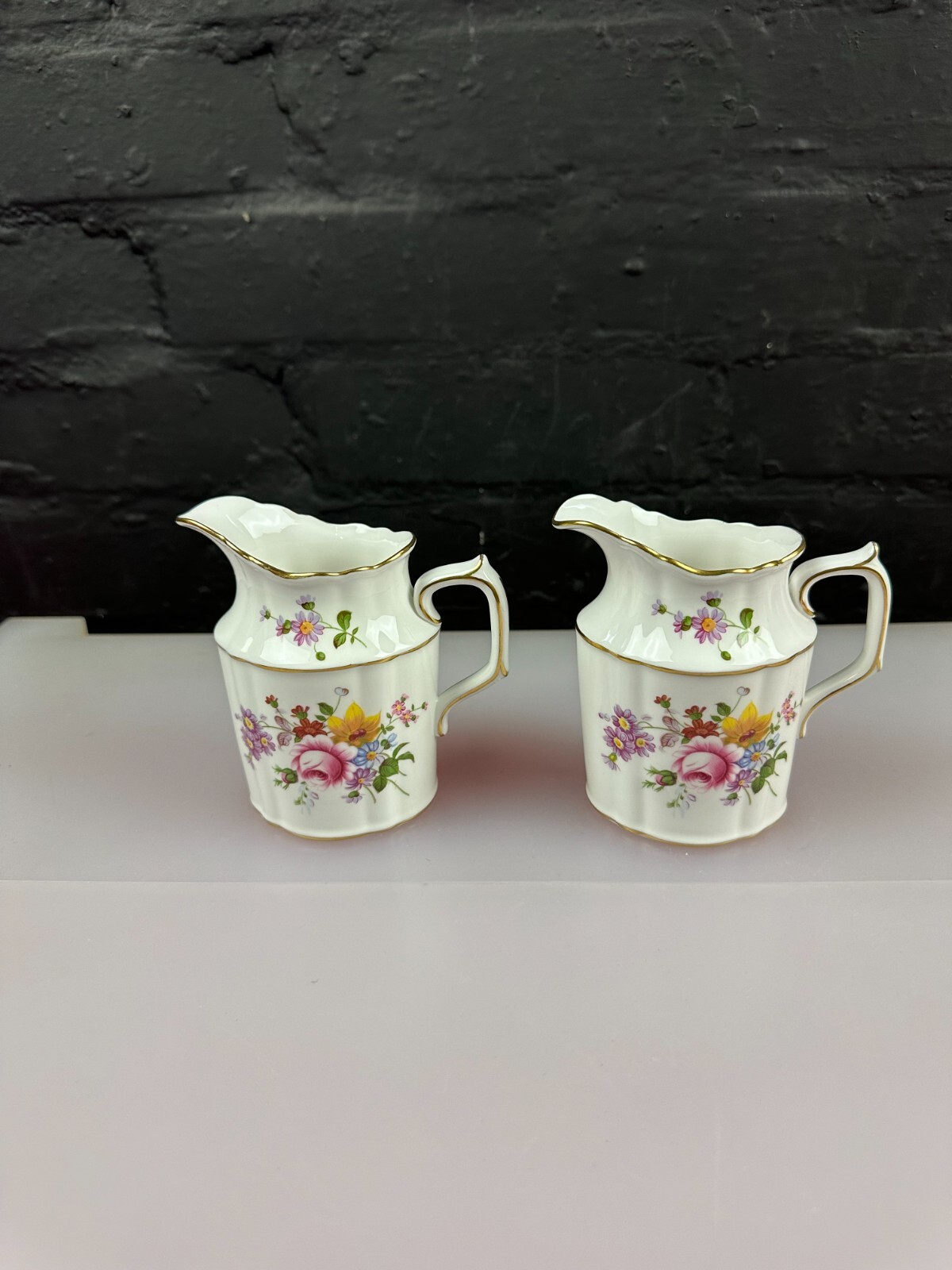 2 x Royal Crown Derby Posies Straight Sided Jugs 4.25" LI 1988 1st Quality Set