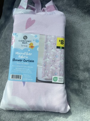Kids Microfiber Comfort Bay Fabric Shower Curtain Unicorn Pink 100% Polyester 