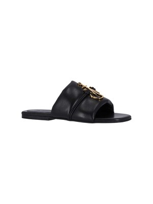 Pre-owned Jw Anderson J.w. Anderson Slide Logo Sandals In Black