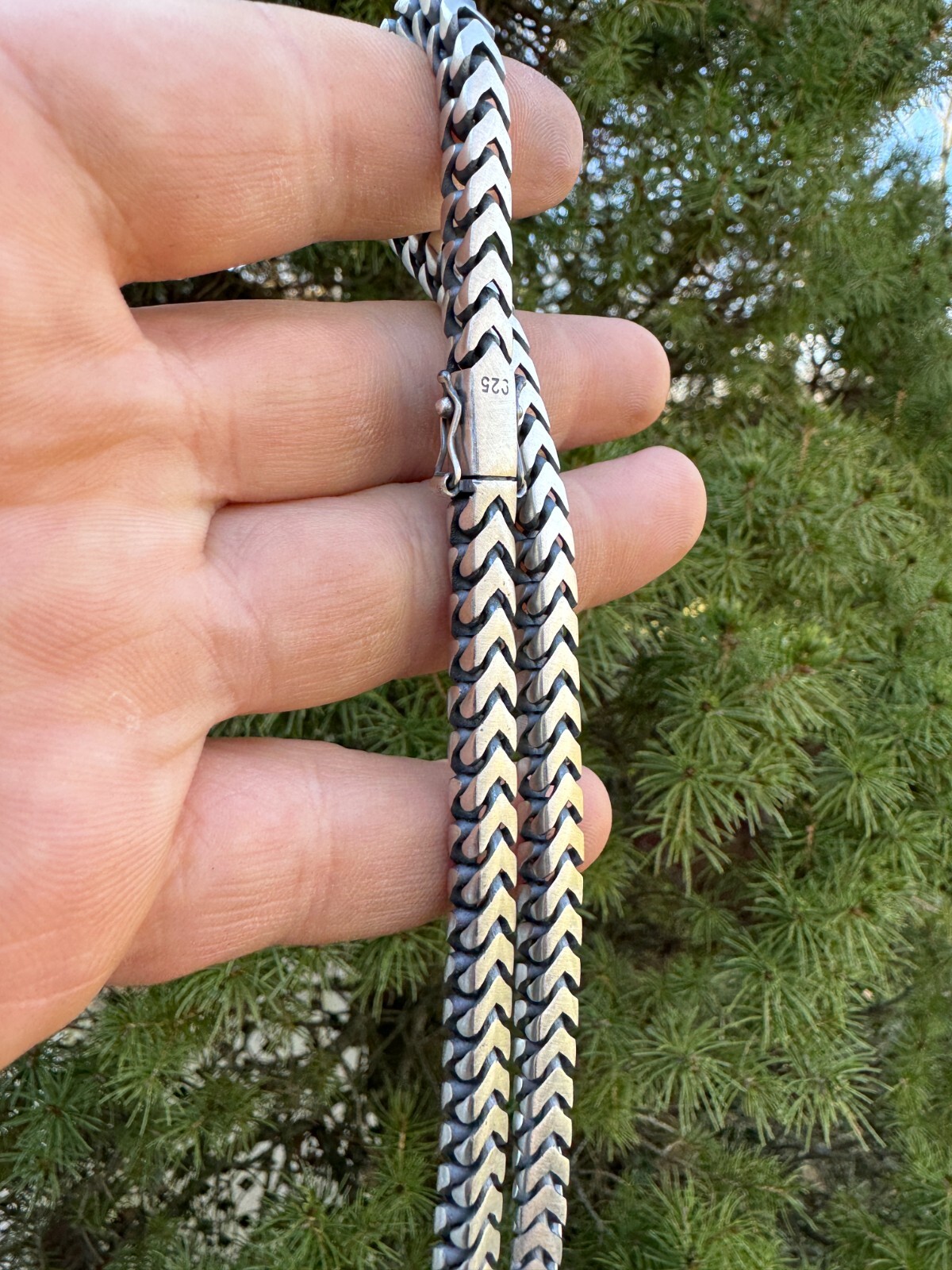 Pre-owned Silver Big 4-10mm Franco Chain Necklace Or Bracelet Oxidized Real 925  Box Clasp