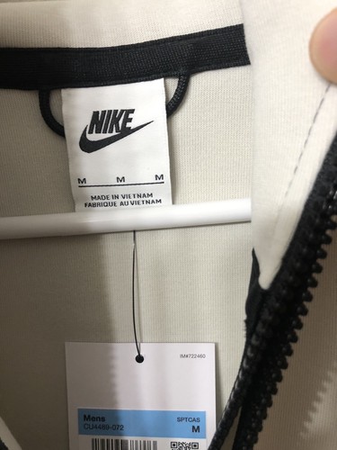 Pre-owned Nike Sportswear Tech Fleece Hoodie Light Bone/black Men Sz M Cu4489-072 Rare In White