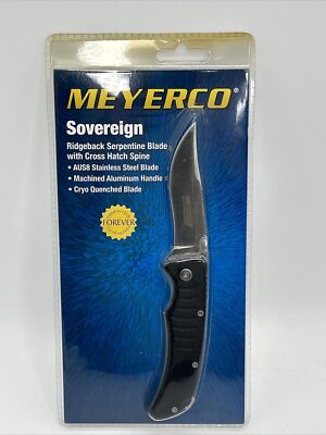 Meyerco Sovereign Pocket Knife Ridgeback Modified Clip Point Cross Hatch Hunting