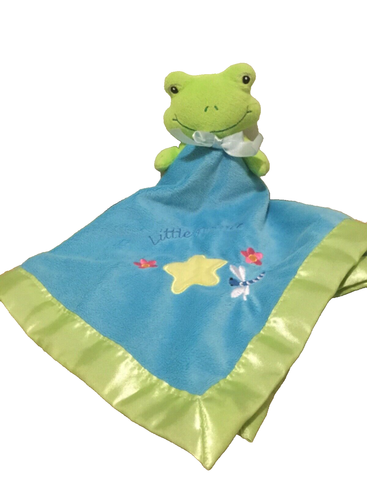 Burton + Burton Little Prince Frog Lovey/Security Blanket Blue/Green