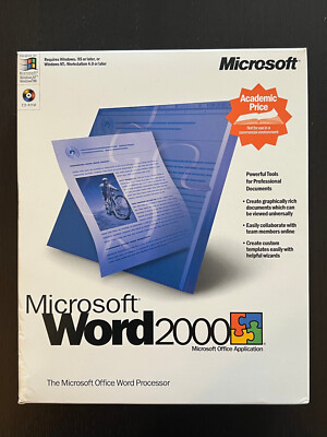 Microsoft Word 2000 CD-ROM Open Box Academic