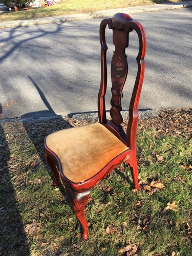 Queen Anne Japanned Red Chinoiserie 18th Century!? Dutch/Boston Side Chair
