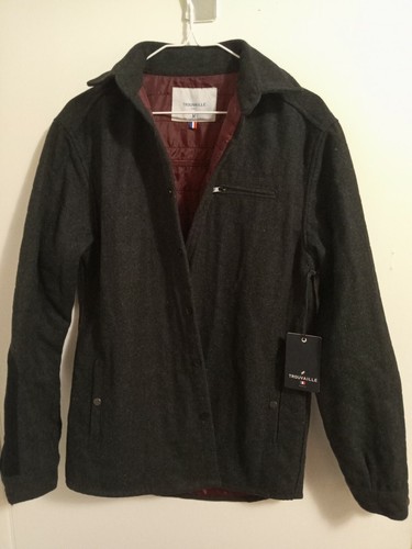 Trouvaille Paris Mens Mouthe Wool Jacket Medium Dark Gray Quilt Lined NWT