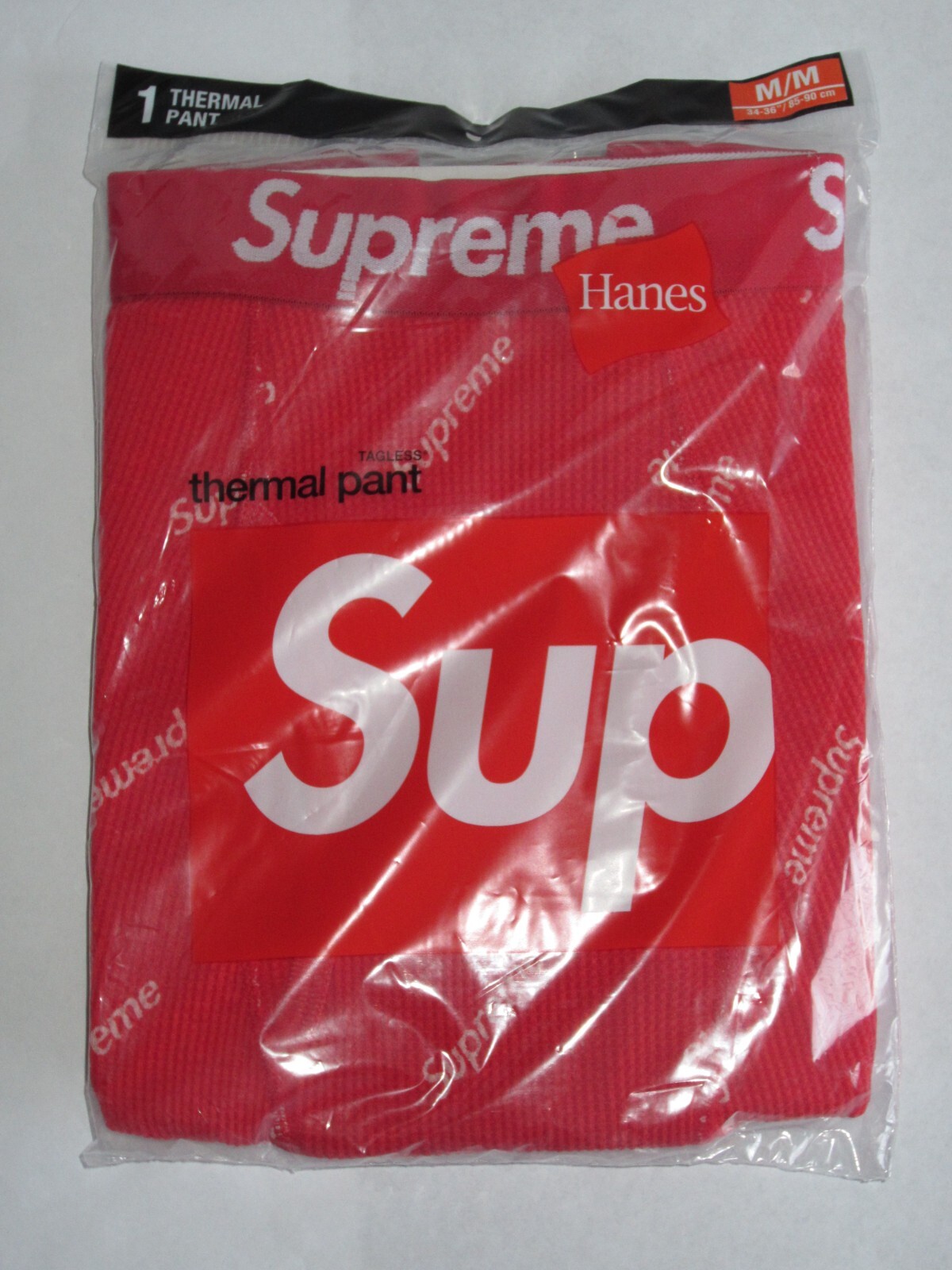 Supreme x Hanes Thermal Pant 1-Pack Red Logos Men's Medium