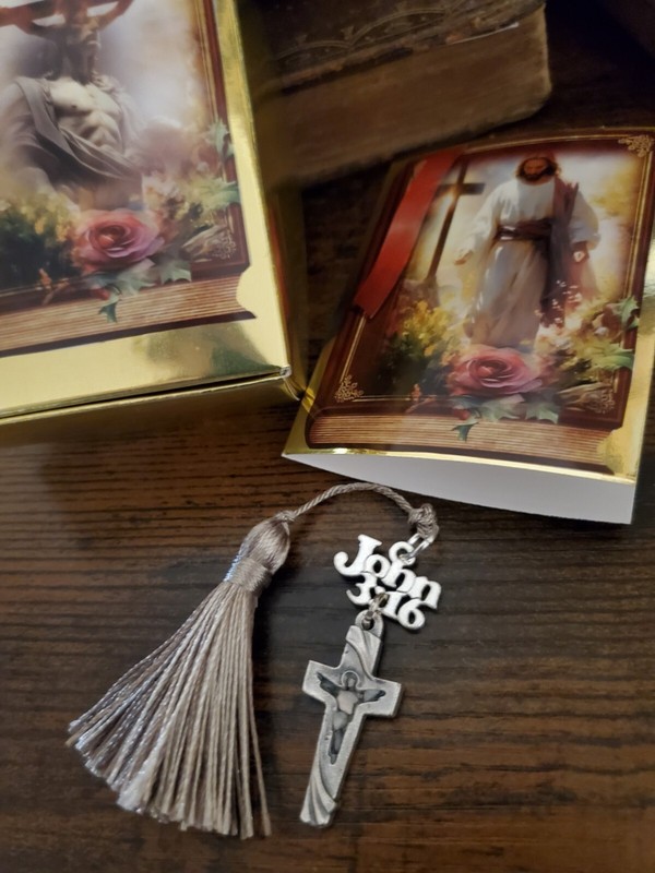 John 3:16 Cross with Stones from Tomb of Jesus from