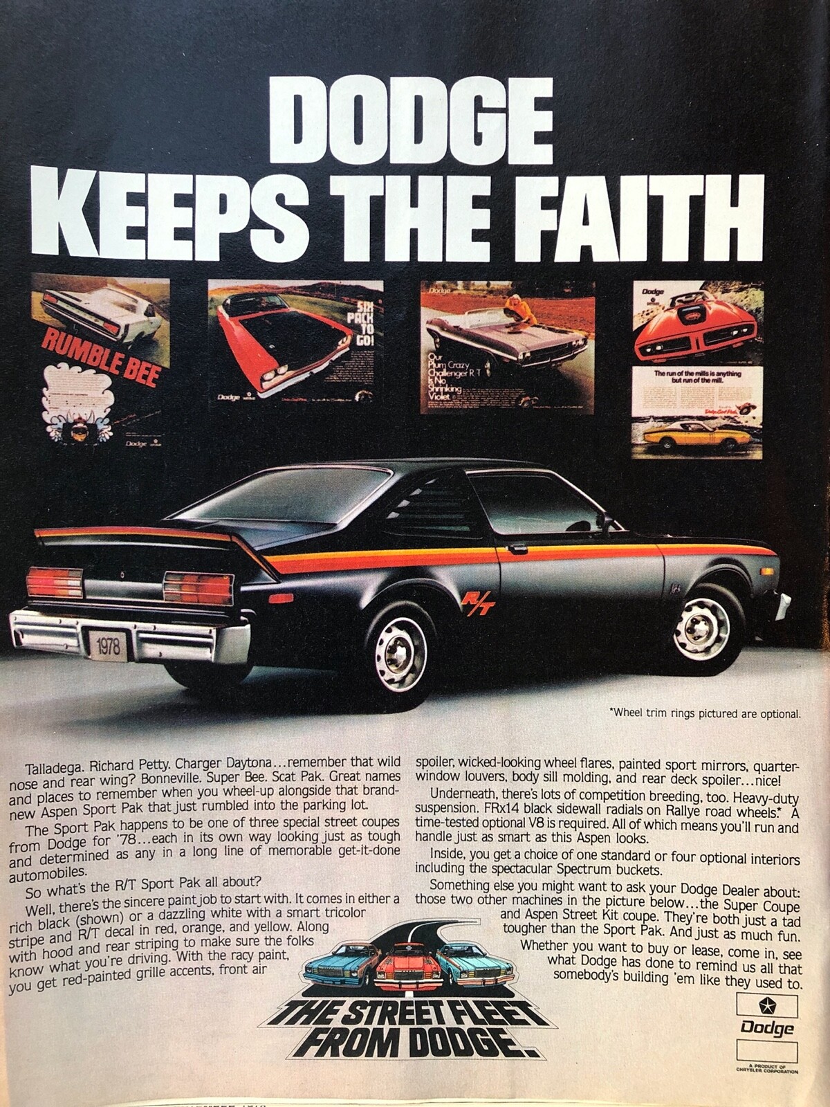 Vintage 1978 Dodge Aspen Super Coupe original color ad D058 Vintage 1978 Dodge Aspen Super Coupe original color ad D058