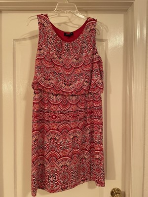 Blouson Sleeveless Medium Red Dress Lined Stretchy Elastic Waist Chetta B
