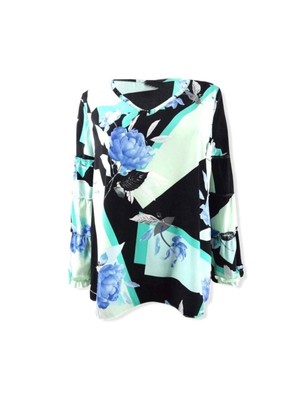 

ALFANI Женский зеленый вечерний топ с цветочным принтом и V-образным вырезом