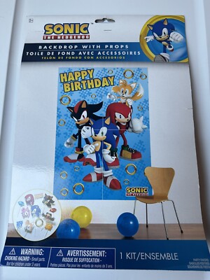 BRAND NEW Amscan Sonic the Hedgehog Scene Setters 12 Photo Props and Backdrop