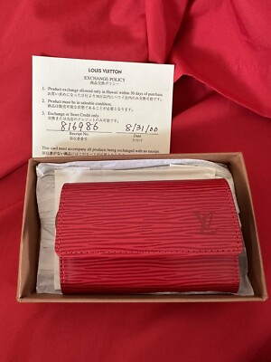 AUTH LOUIS VUITTON EPI RED LEATHER M 6382E 4 KEY RING SNAP CASE~NEW w/LV BOX