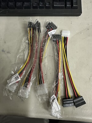 Molex 4 Pin Female To (2) SATA Male Connectors (8 In.) For Power Supply - 5 Pack
