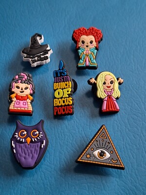 Set Of 7 Hocus Pocus Croc Charms Witchy