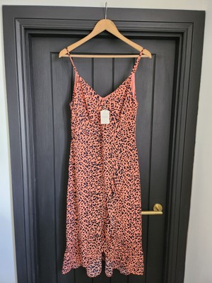 Oasis Animal Print Ruffle Midi Dress Size UK 12 BNWT RRP £52