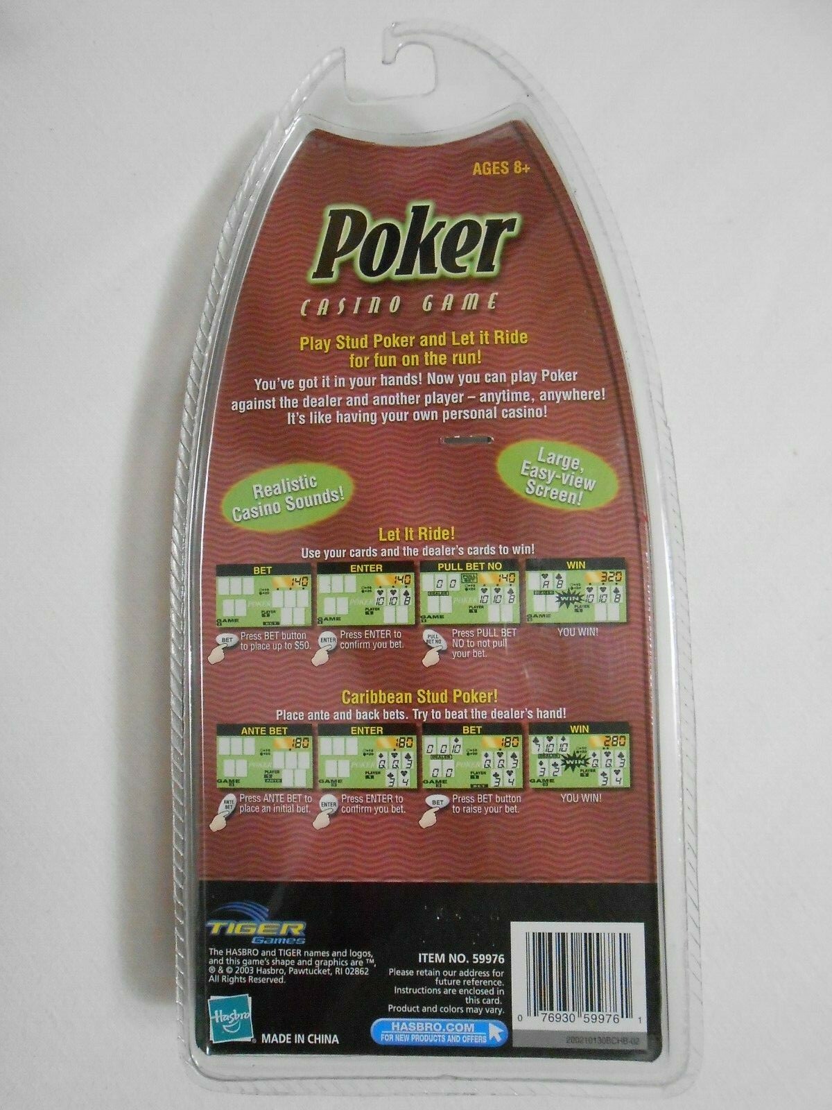 Tiger 2003 Poker Casino Game Handheld Electronic NEW Caribbean Stud Poker