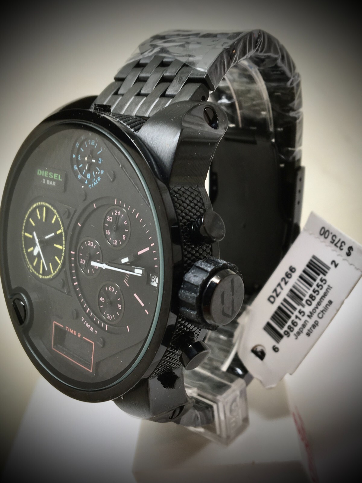 DlESEL DZ7266  Mr Daddy Chronograph Watch Black Dial /Blk Metal Band/NO BOX