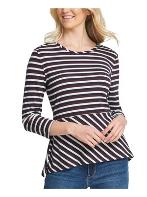 

DKNY Женский топ с длинными рукавами и круглым вырезом, Navy