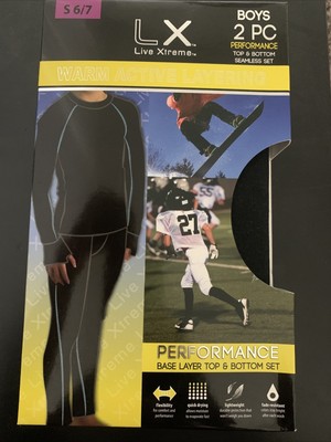New, Live Extremes Performance Base, Warm Layering Top & Bottom Set for Boys