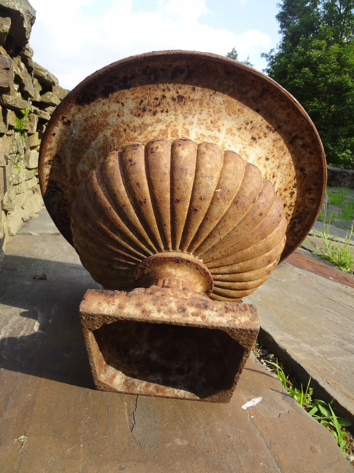 Beautiful Pair of Antique French Cast Iron Urns with Original Paint Circa 1850's
