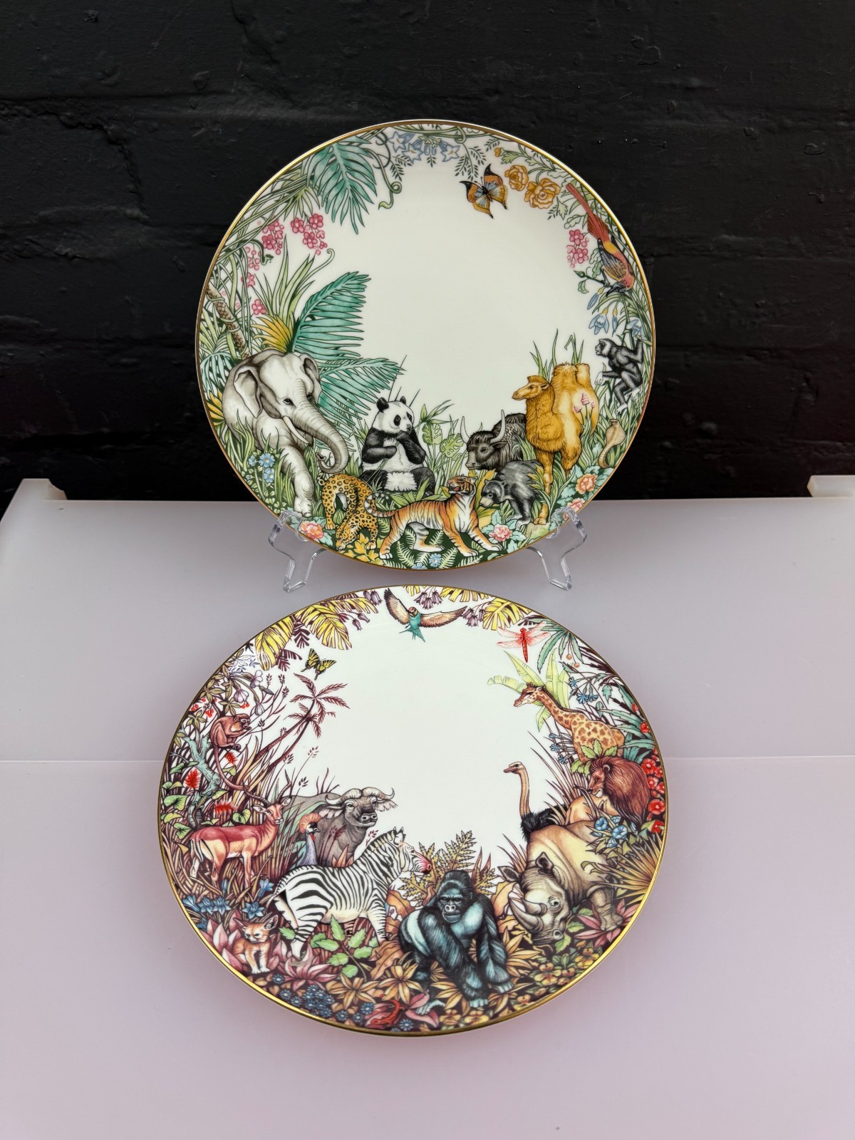 2 Coalport Wild Animals Of The World Asia + Africa Collectors Plates 23 cm Wide